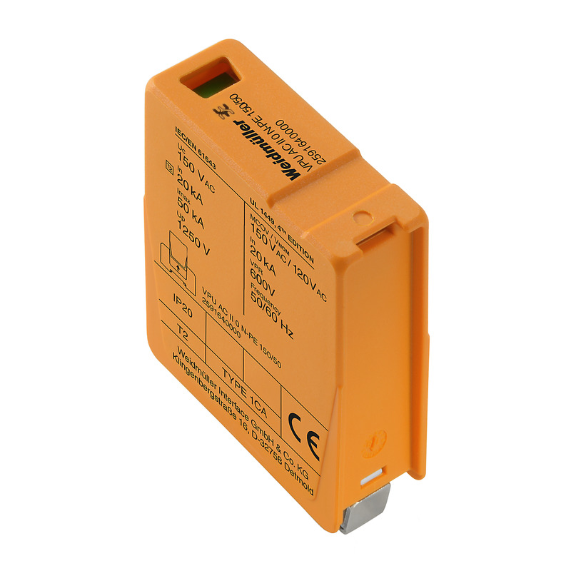 Weidmuller 2730440000 VPU Series Surge Protection, Electrical Ratings: 120 VAC, 50/60 Hz, 1 Poles, 200 kA Short Circuit
