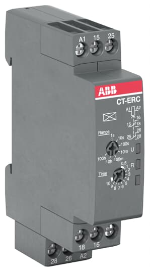 ABB 1SVR508100R0100 Time Relay, 0.05 s to 100 h Setting, 24 to 48 VDC, 24 to 240 VAC, Voltage Contact