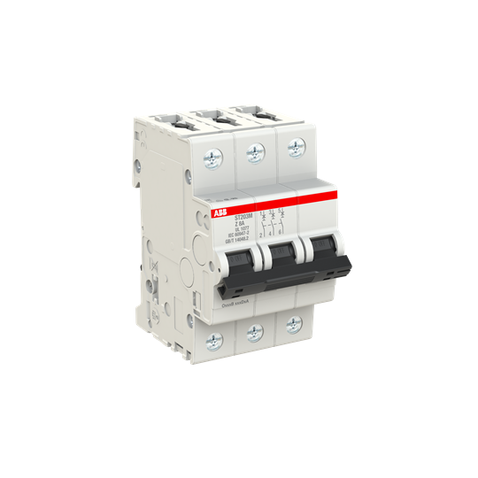 ABB ST203M-Z8 Circuit Breaker, 400 V, 8 A, 15 kA Interrupt, 3 Poles, Class Z Trip