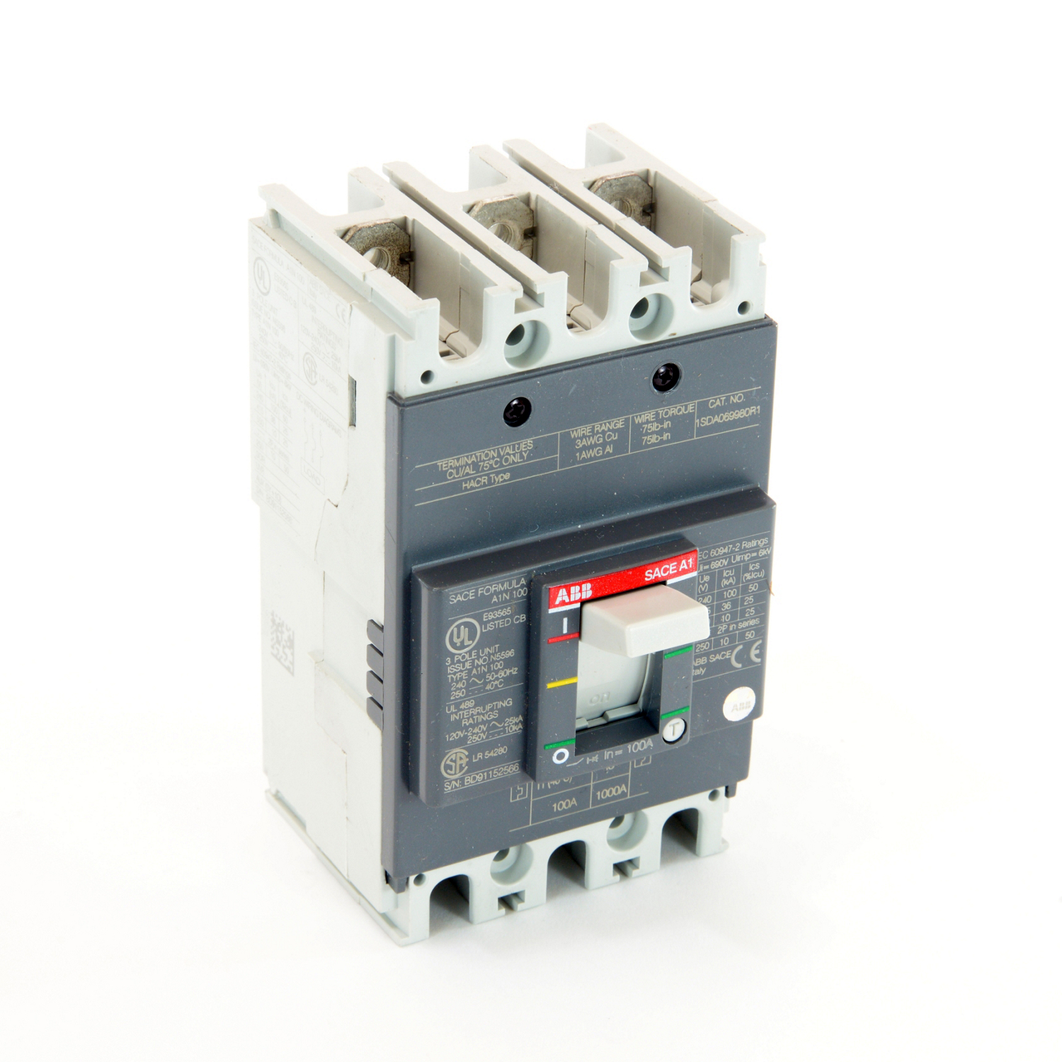 ABB A1N100TW FORMULA Molded Case Circuit Breaker