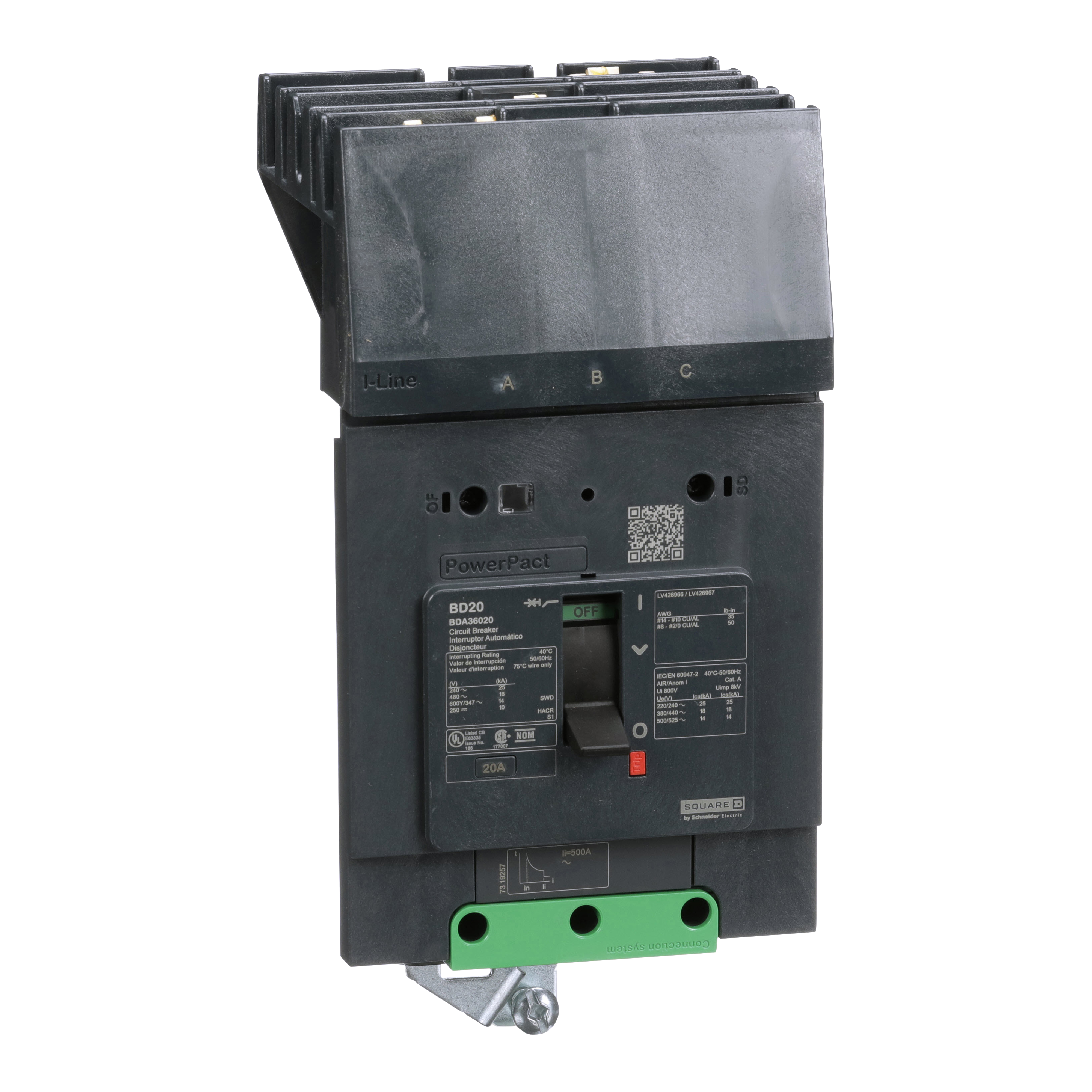 Square D Circuit Breaker HJA36020 I Line 20 A 240/600V PowerPact 