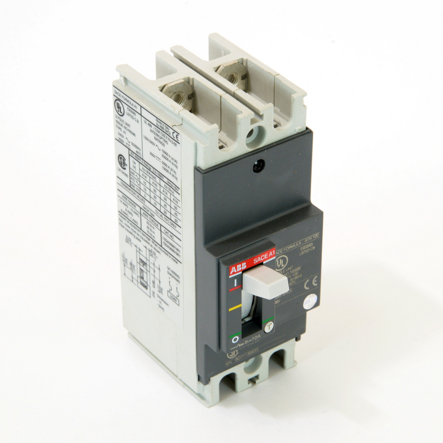 ABB A1N080TW-2 FORMULA Molded Case Circuit Breaker