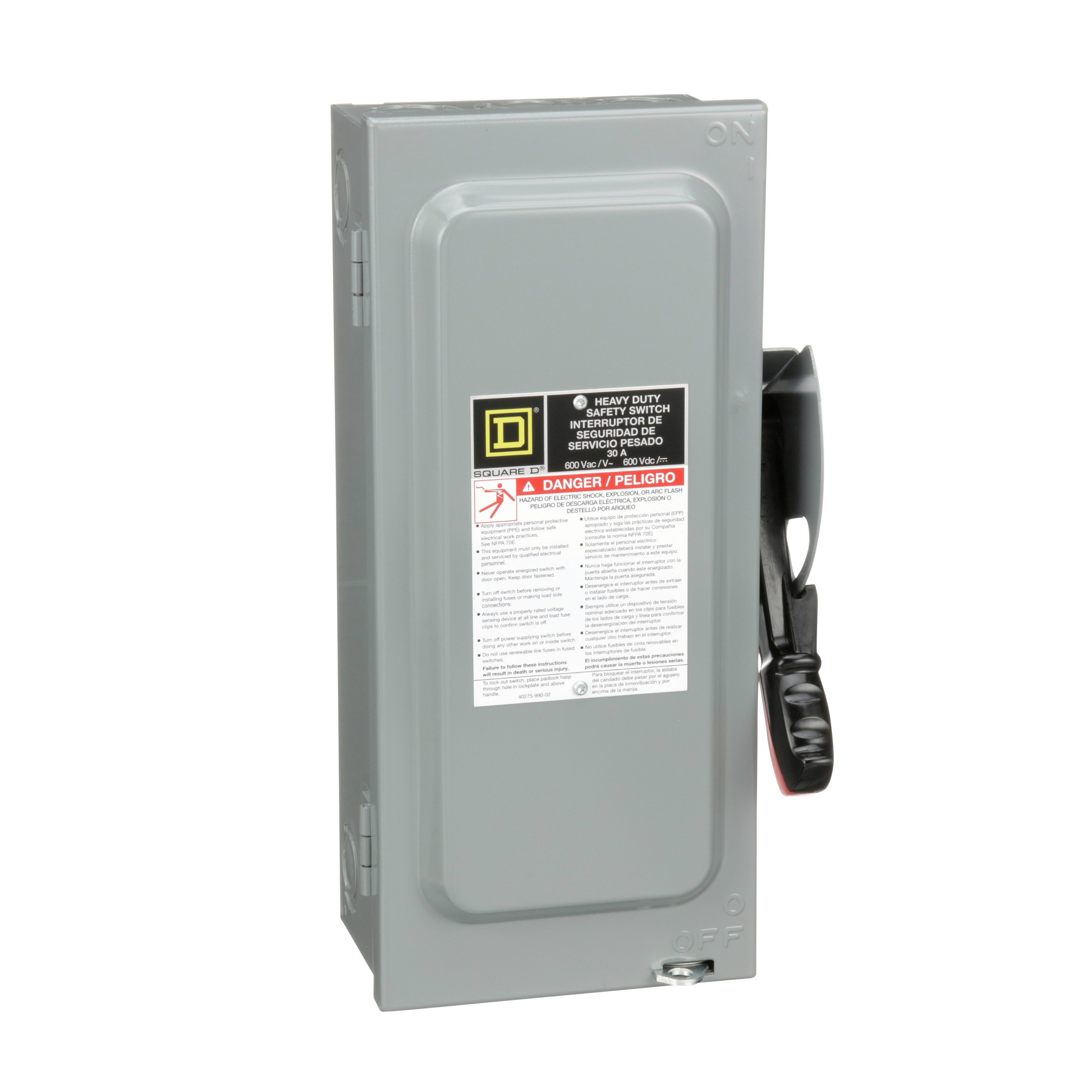 Details about   Square D Heavy Duty Dafety Switch HU361 30A 600 VAC/VDC Type 1 Enclosure 